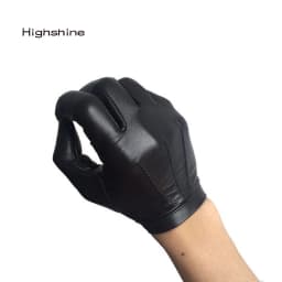 Men's Thin Lambskin Leather Gloves Wrist Button Tight-Fitting Unlined Luxury Italy Gloves Winter Warm Driving Touch Screen
