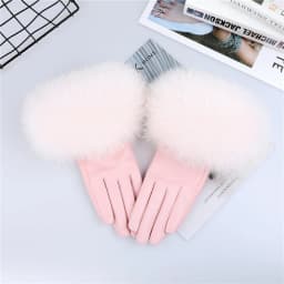 Sheepskin Natural Fox Fur Trimming Gloves Women's Genuine Leather Wrist Warmer Glove Winter Warm Fashion Mittens Fleece Lining