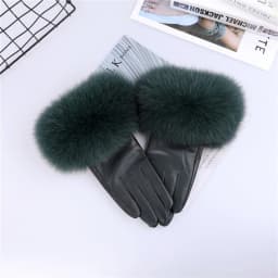 Sheepskin Natural Fox Fur Trimming Gloves Women's Genuine Leather Wrist Warmer Glove Winter Warm Fashion Mittens Fleece Lining
