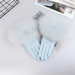 Sheepskin Natural Fox Fur Trimming Gloves Women's Genuine Leather Wrist Warmer Glove Winter Warm Fashion Mittens Fleece Lining