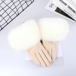 Sheepskin Natural Fox Fur Trimming Gloves Women's Genuine Leather Wrist Warmer Glove Winter Warm Fashion Mittens Fleece Lining