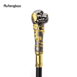 Golden Black Puppy Bulldog Dog Walking Stick with 26cm Hidden Sword Self Defense Fashion Cane Sword Cosplay Crosier 93cm