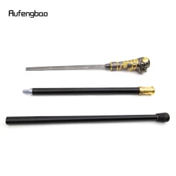 Golden Black Puppy Bulldog Dog Walking Stick with 26cm Hidden Sword Self Defense Fashion Cane Sword Cosplay Crosier 93cm