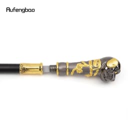 Golden Black Puppy Bulldog Dog Walking Stick with 26cm Hidden Sword Self Defense Fashion Cane Sword Cosplay Crosier 93cm