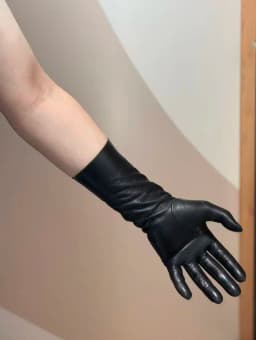 26new men's long French imported lambskin fashion tight-tight cos comic leather gloves