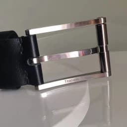 35mm Pure Titanium Pin Buckle Black Leather Belt Strap Full Grain Cowhide One Piece Screw for Fashionable Men And Women