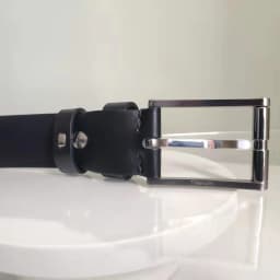 35mm Pure Titanium Pin Buckle Black Leather Belt Strap Full Grain Cowhide One Piece Screw for Fashionable Men And Women