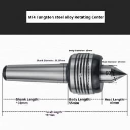MT3 MT4 Morse Taper Live Center High Precision Rotating Center for Lathe Machine Standard Alloy Revolving Centre CNC