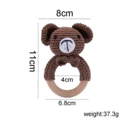 Baby Crochet Animal Rattle Wooden Toys for Children BPA Free Wood Rattle Baby Teether Stroller Game Educational Toy Newborn Gift