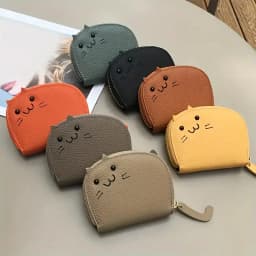 Cartoon Cat Shaped Design Wallet Women's Multi-Card Slots Holder Cute Fashion Faux Leather Coin Purse Creative ID Card Holder