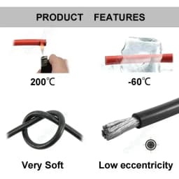 Silicone Cable Solar Panel Electrical Wire Heat Resistant Red Black 24 22 20 18 16 14 12 10 8 6 4 AWG Gauge for Car Auto Battery