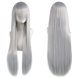 80cm Long Synthetic White Purple Cosplay Wigs Green Hair Straight Silver Wig Pink Hairpiece Lolita Wig with Bangs