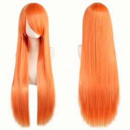 80cm Long Synthetic White Purple Cosplay Wigs Green Hair Straight Silver Wig Pink Hairpiece Lolita Wig with Bangs