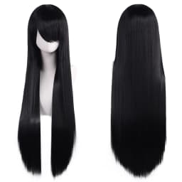 80cm Long Synthetic White Purple Cosplay Wigs Green Hair Straight Silver Wig Pink Hairpiece Lolita Wig with Bangs