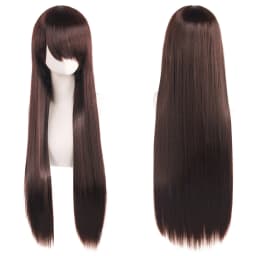 80cm Long Synthetic White Purple Cosplay Wigs Green Hair Straight Silver Wig Pink Hairpiece Lolita Wig with Bangs