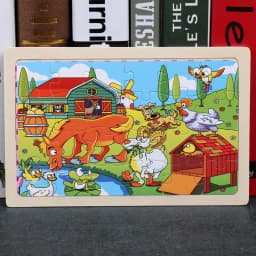 New 24 Pieces Wooden Puzzles Cartoon Animal Wood Jigsaw Learning Toys for GIFT