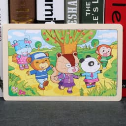 New 24 Pieces Wooden Puzzles Cartoon Animal Wood Jigsaw Learning Toys for GIFT