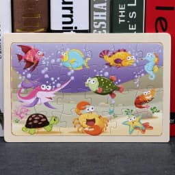 New 24 Pieces Wooden Puzzles Cartoon Animal Wood Jigsaw Learning Toys for GIFT