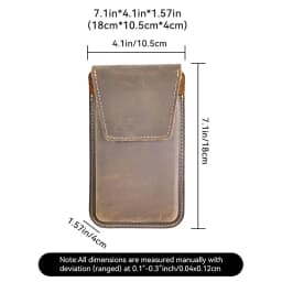 RIYAO Vintage Waist Belt Bag For Men Big Mobile Phone Bag Genuine Leather Thick Shell Cell Phone With Protect Case Pocket Holder