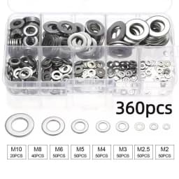 360/580pcs 304 Stainless Steel Flat Washers Set, Perfect For Home Decor, Factory Repair, Kitchens, Shops & More