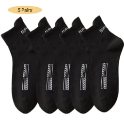 5 Pairs Cotton Sock for Men Sport Breathable Soft Letter Fashion Sneakers High Elastic Middle Tube Stocking Towel Sox Summer