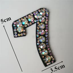Rainbow Rhinestone 0-9 Number Arabic Numerals Sew Iron On Patch Badge Bag Hat Jeans Jackets Clothes DIY Applique Craft
