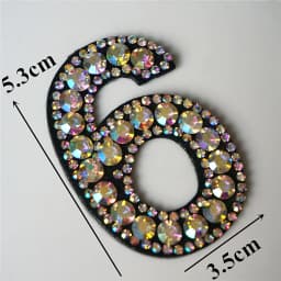 Rainbow Rhinestone 0-9 Number Arabic Numerals Sew Iron On Patch Badge Bag Hat Jeans Jackets Clothes DIY Applique Craft