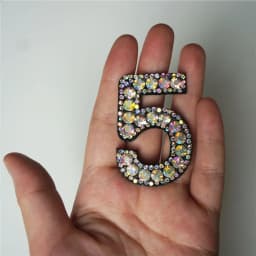 Rainbow Rhinestone 0-9 Number Arabic Numerals Sew Iron On Patch Badge Bag Hat Jeans Jackets Clothes DIY Applique Craft