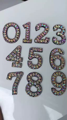 Rainbow Rhinestone 0-9 Number Arabic Numerals Sew Iron On Patch Badge Bag Hat Jeans Jackets Clothes DIY Applique Craft
