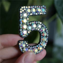 Rainbow Rhinestone 0-9 Number Arabic Numerals Sew Iron On Patch Badge Bag Hat Jeans Jackets Clothes DIY Applique Craft