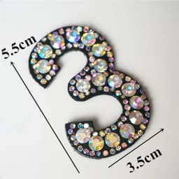 Rainbow Rhinestone 0-9 Number Arabic Numerals Sew Iron On Patch Badge Bag Hat Jeans Jackets Clothes DIY Applique Craft