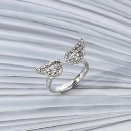 Silver Color Angel Wings Ring Adjustable Micro Pave Zircon Joint Rings For Women Fashion Opening Rings Jewelry Female Lover Gift