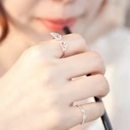 Silver Color Angel Wings Ring Adjustable Micro Pave Zircon Joint Rings For Women Fashion Opening Rings Jewelry Female Lover Gift