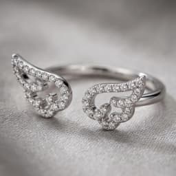 Silver Color Angel Wings Ring Adjustable Micro Pave Zircon Joint Rings For Women Fashion Opening Rings Jewelry Female Lover Gift