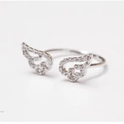 Silver Color Angel Wings Ring Adjustable Micro Pave Zircon Joint Rings For Women Fashion Opening Rings Jewelry Female Lover Gift