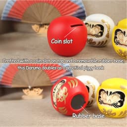 Japanese Ceramic Daruma Statue, Lucky Charm, Zen Ornament, Fengshui Figurine, Money Box, Home Tabletop Decoration, Gifts, 4"