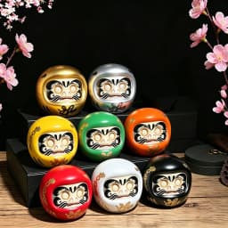 Japanese Ceramic Daruma Statue, Lucky Charm, Zen Ornament, Fengshui Figurine, Money Box, Home Tabletop Decoration, Gifts, 4"