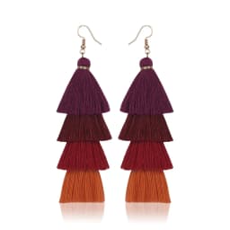 Bohemian 4 Layered Tassel Earrings For Women Ethnic Long Fringe Multi color Statement Dangle Earring GirlsFashion Jewelry