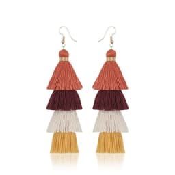 Bohemian 4 Layered Tassel Earrings For Women Ethnic Long Fringe Multi color Statement Dangle Earring GirlsFashion Jewelry