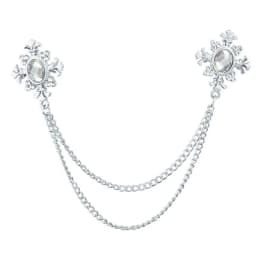 Fashion Tassel Crystal Cross Chain Brooch Women's Shirt Collar Pins and Brooches Personality Lapel Pin Buckle Women Accessories