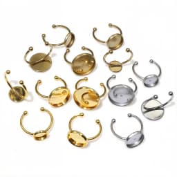 10pcs 6 8 10 12 14 16 18 20mm Stainless Steel Gold Plated Adjustable Ring Settings Blank Base,Fit 6-20mm Glass Cabochons Buttons