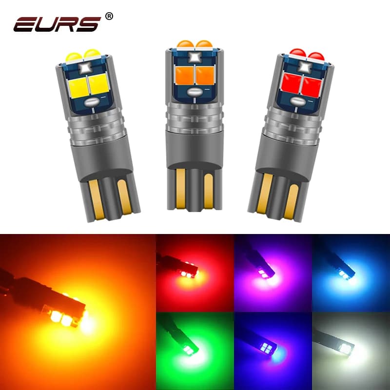 2pcs T10 LED W5W LED Bulbs 194 168 Canbus Error Free Auto Lamp 12V 6000K LED Auto Wedge Parking Bulbs White Red Yellow Blue