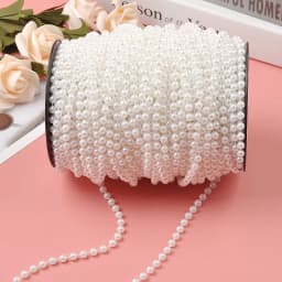 5m 3mm/4mm/5mm/6mm/8mm Craft Square Imitation Pearl Beads Cotton Line Chain For DIY Wedding Party Decoration Party Accessior