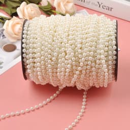 5m 3mm/4mm/5mm/6mm/8mm Craft Square Imitation Pearl Beads Cotton Line Chain For DIY Wedding Party Decoration Party Accessior