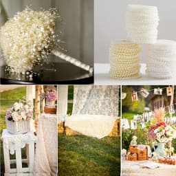 5m 3mm/4mm/5mm/6mm/8mm Craft Square Imitation Pearl Beads Cotton Line Chain For DIY Wedding Party Decoration Party Accessior