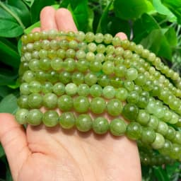 6 8 10mm Green Peridot Loose Stone Beads Smooth Round Spacer Beads For Jewelry DIY Making Bracelet Earrings Accessories 15''