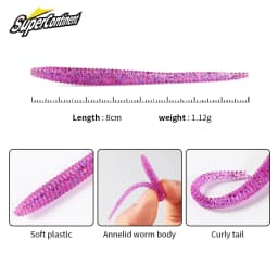 Supercontinent Slow SinkingTrout Worm Soft Baits 80mm Artificial Fishing Lures Sea Worms Earthworm Fishing Soft Lures Wobblers