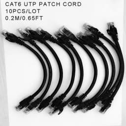 MORLDGJ 10pcs/Lot 0.5ft 0.65FT 1FT CAT6 UTP Round Cable Ethernet Cables Network Wire Cable RJ45 Patch Cord Black Lan Cable