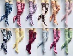 NEW Handmade 1 Pair Candy Color Stripe Stocking Socks for Blyth, Azone 30cm Dolls OB, Momoko, Licca 1/6 Dolls Accessories