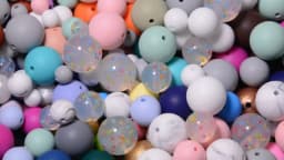 LOFCA 15mm 20pcs/lot Silicone Loose Beads Safe Teether Round Baby Teething Beads DIY Chewable Colorful Teething For Infant